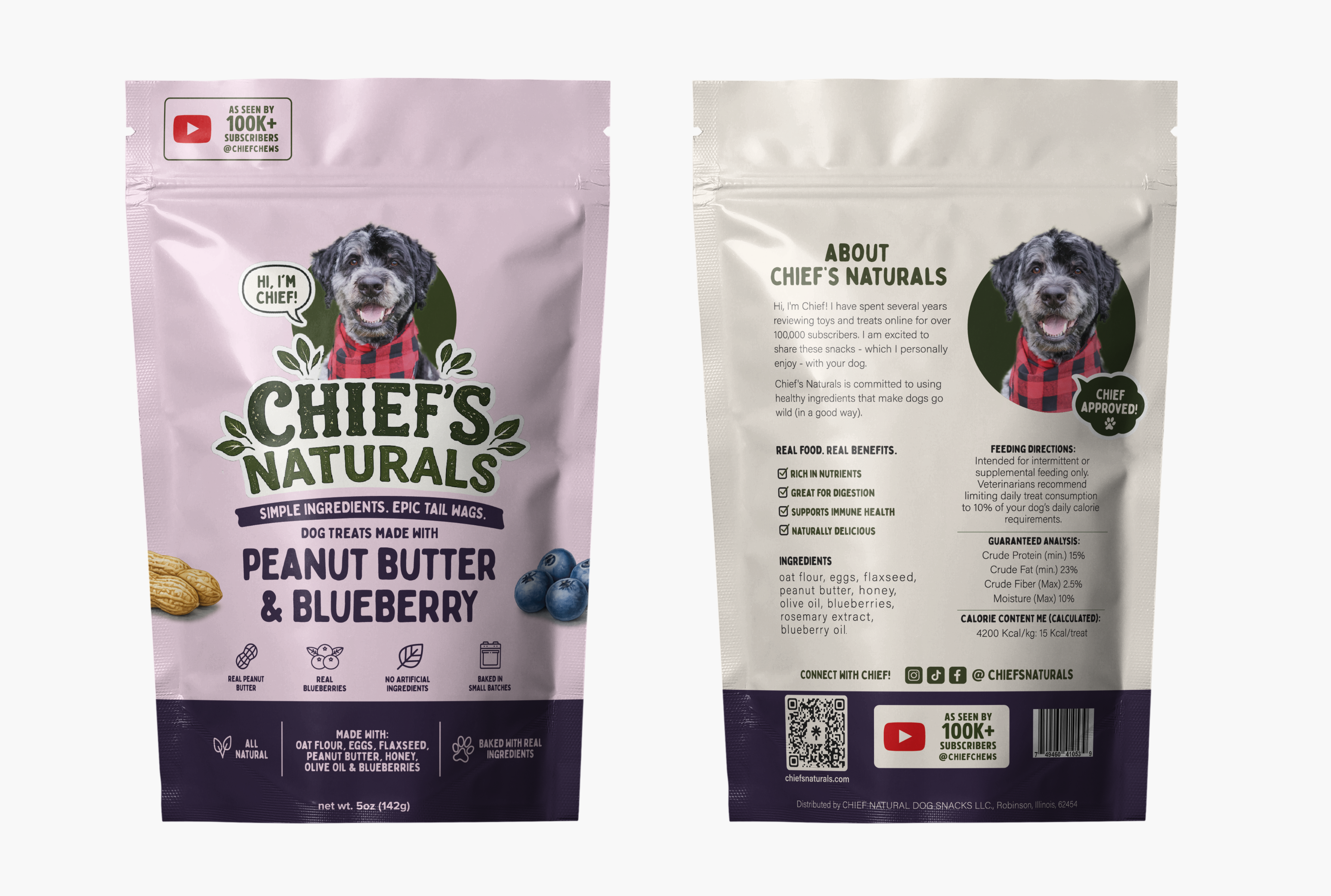 Peanut Butter & Blueberry All-Natural Dog Treats